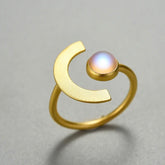LEDA STERLING SILVER HALF MOON RING
